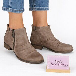 Sporto HOLLY Brown Ruched Barefoot Wool Winter Blocked Heel Ankle Boots Sz 7.5 M